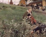 Anders Zorn Mora marknad oil painting